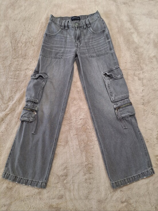 Aeropostale Denim - Aeropostale Mid-Rise Wide Leg Cargo Jeans Gray Denim XS